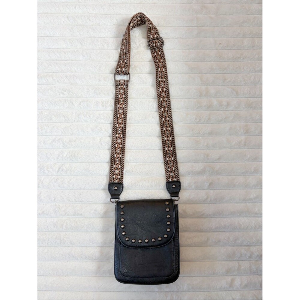 Guitar Strap Crossbody | Boho Embroidery Bronze Detail Western Apparel Small - Picture 3 of 5
